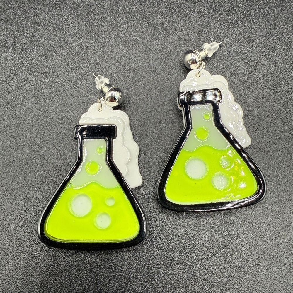 Chemistry Science STEM Lime Green Beaker Earrings